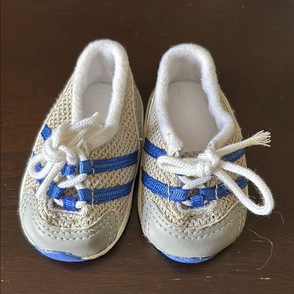 American Girl doll blue grey tie athletic shoes